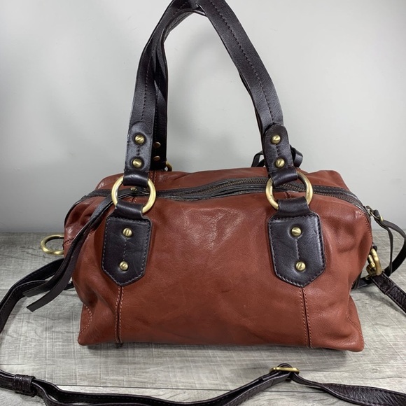 Lucky Brand Buttery Soft Brown Leather Shoulder Bag Satchel Hobo Boho Purse - Picture 3 of 8